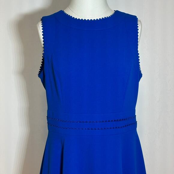NWOT Calvin Klein Blue Sleeveless Scallop Detail Fit & Flare Dress Womens Sz 10 - Picture 2 of 12